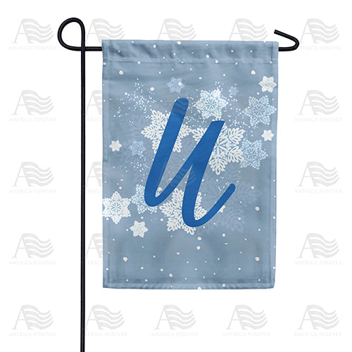 America Forever Blue Winter Monogram Garden Flag
