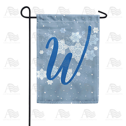 America Forever Blue Winter Monogram Garden Flag