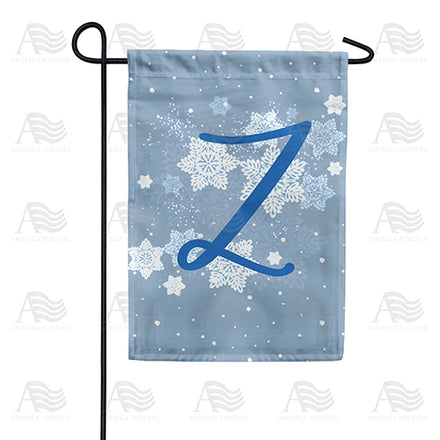 America Forever Blue Winter Monogram Garden Flag