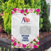 America Forever Personalized Pink Roses Garden Flag