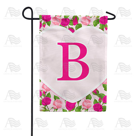 America Forever Pink Roses Monogram Garden Flag