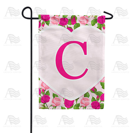 America Forever Pink Roses Monogram Garden Flag