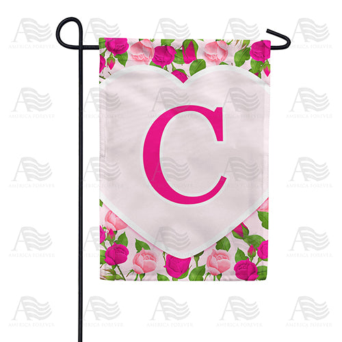 America Forever Pink Roses Monogram Garden Flag