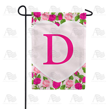 America Forever Pink Roses Monogram Garden Flag