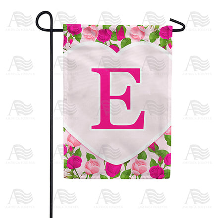America Forever Pink Roses Monogram Garden Flag