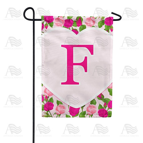 Pink Roses Monogram Garden Flag