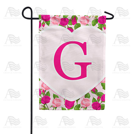 America Forever Pink Roses Monogram Garden Flag