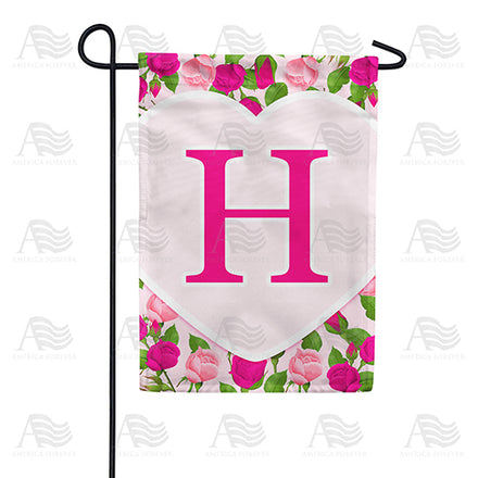America Forever Pink Roses Monogram Garden Flag