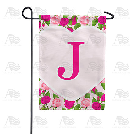 America Forever Pink Roses Monogram Garden Flag
