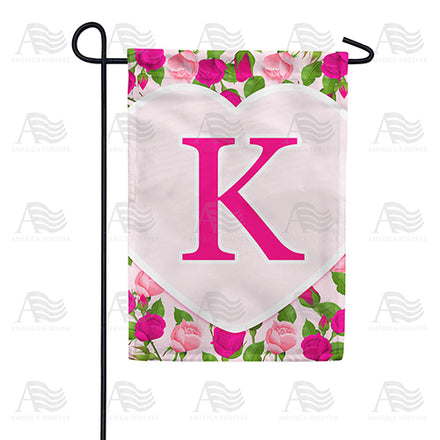 America Forever Pink Roses Monogram Garden Flag