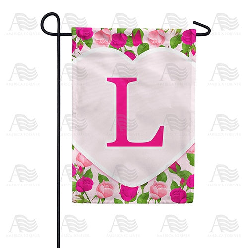 Pink Roses Monogram Garden Flag