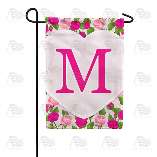 America Forever Pink Roses Monogram Garden Flag