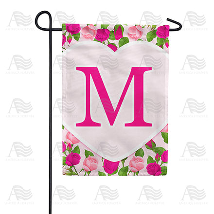 America Forever Pink Roses Monogram Garden Flag