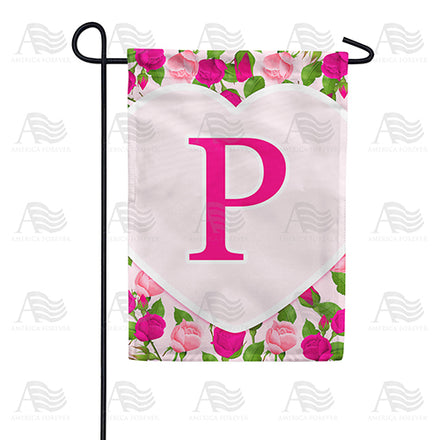 America Forever Pink Roses Monogram Garden Flag