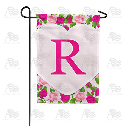 America Forever Pink Roses Monogram Garden Flag