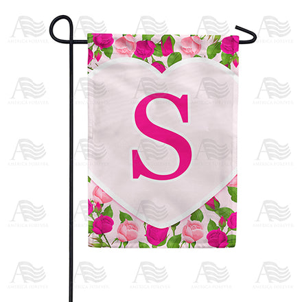 America Forever Pink Roses Monogram Garden Flag