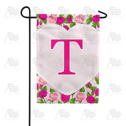 America Forever Pink Roses Monogram Garden Flag