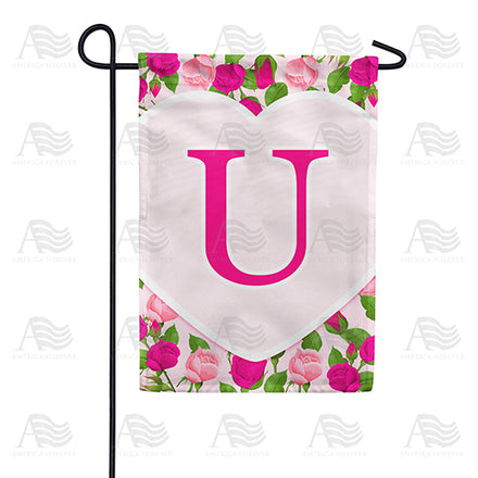 America Forever Pink Roses Monogram Garden Flag