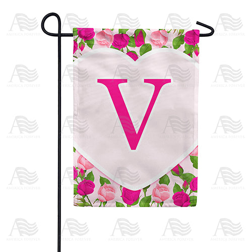America Forever Pink Roses Monogram Garden Flag