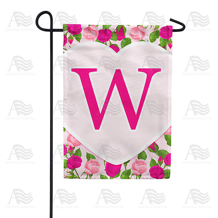 America Forever Pink Roses Monogram Garden Flag