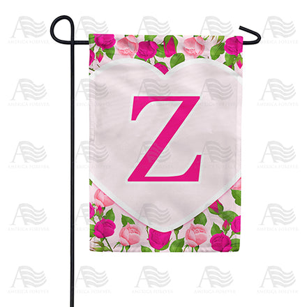 America Forever Pink Roses Monogram Garden Flag