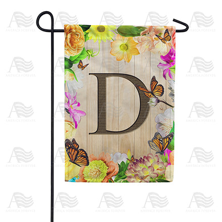 Flowery Wood Panel Monogram Garden Flag