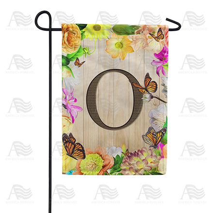 Flowery Wood Panel Monogram Garden Flag