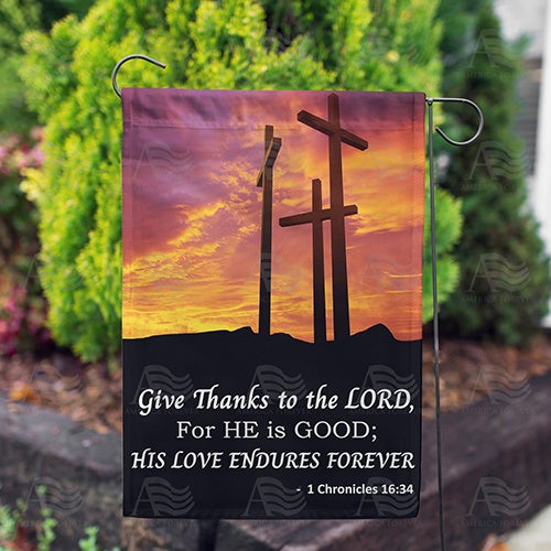America Forever Give Thanks To The Lord Garden Flag