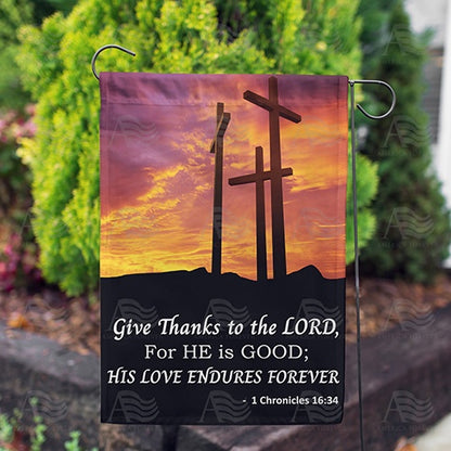 America Forever Give Thanks To The Lord Garden Flag