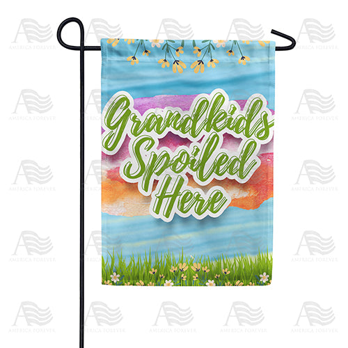 America Forever Grandkids Spoiled Here Floral Garden Flag