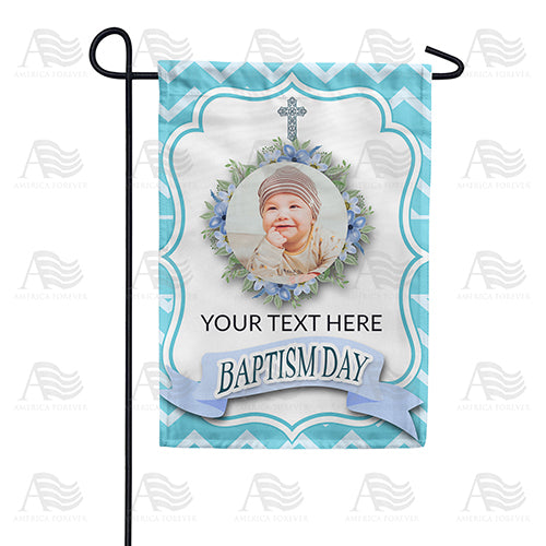 America Forever Personalized Baptism Day Photo Garden Flag