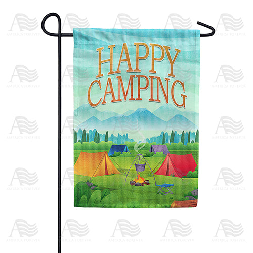 America Forever Happy Camping Garden Flag