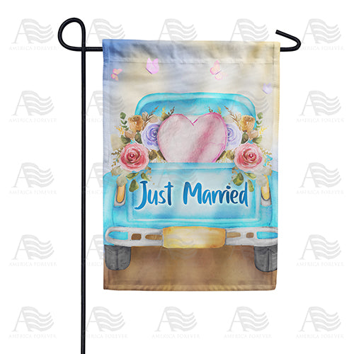 America Forever Just Married Pickup Truck Garden Flag