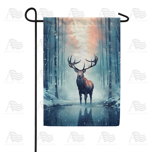America Forever Winter Elk Garden Flag
