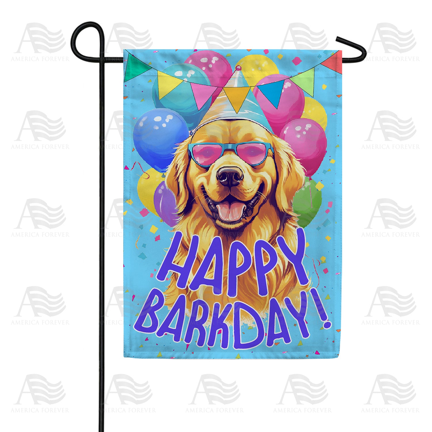 America Forever Birthday Dog Garden Flag