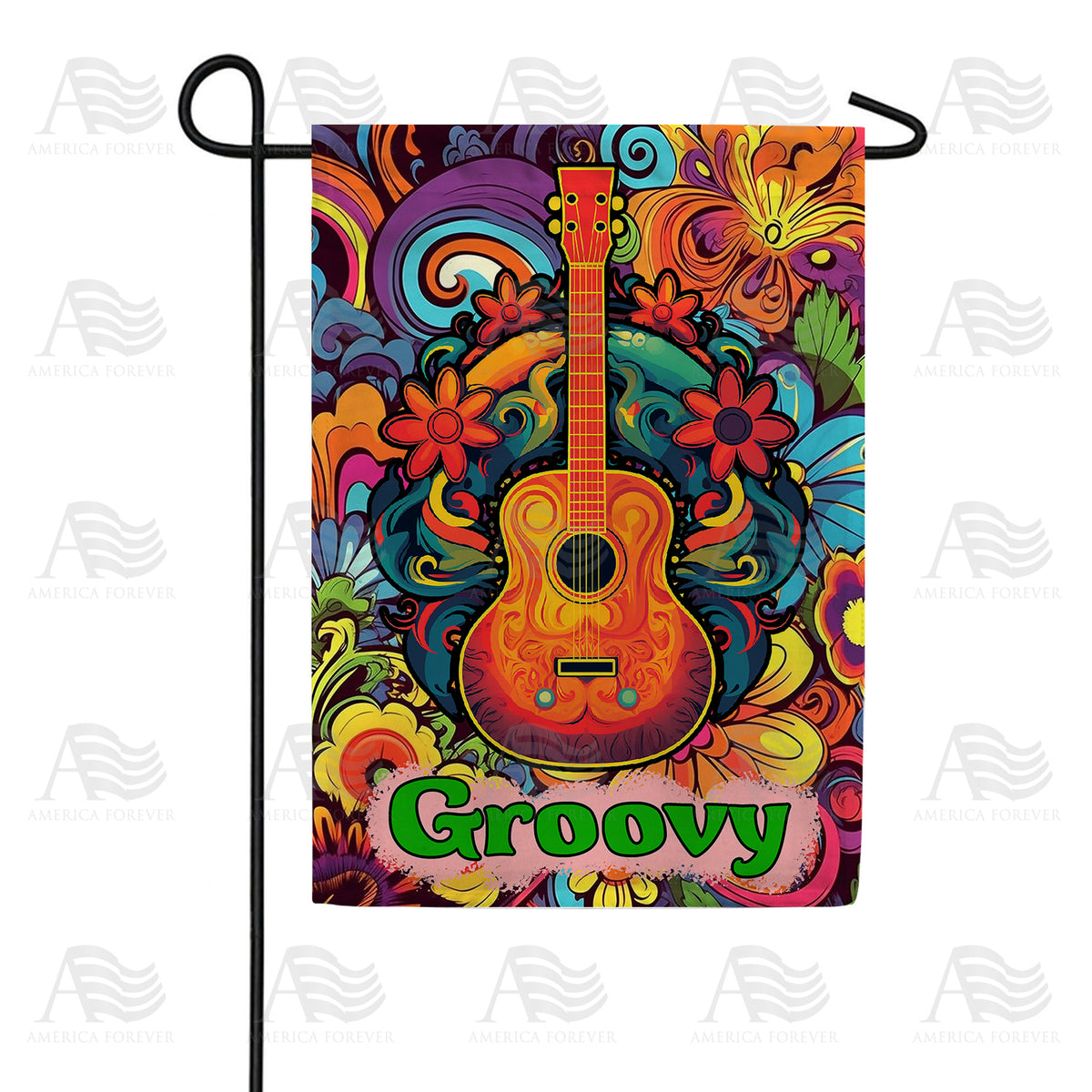 America Forever Groovy Guitar Garden Flag