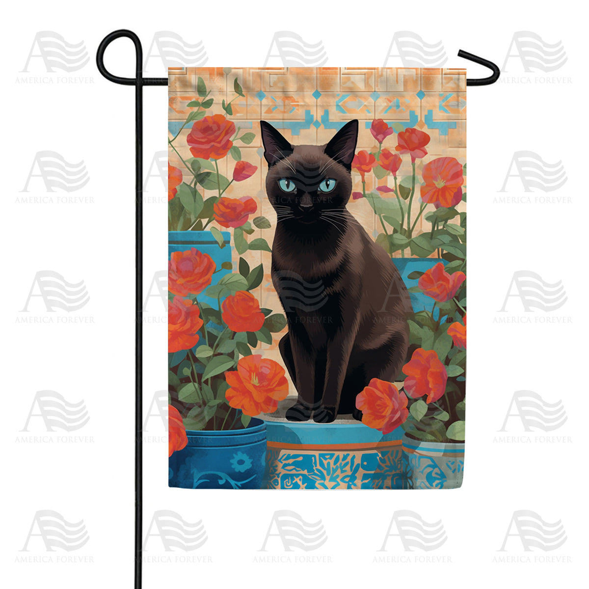 America Forever Black Cat Terracotta Garden Flag