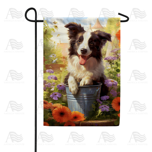 America Forever Border Collie Garden Flag