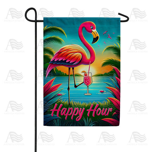 America Forever Happy Hour Flamingo Garden Flag