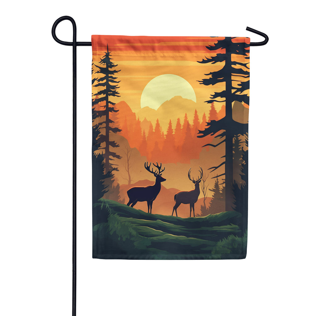 America Forever Deer At Sunset Garden Flag