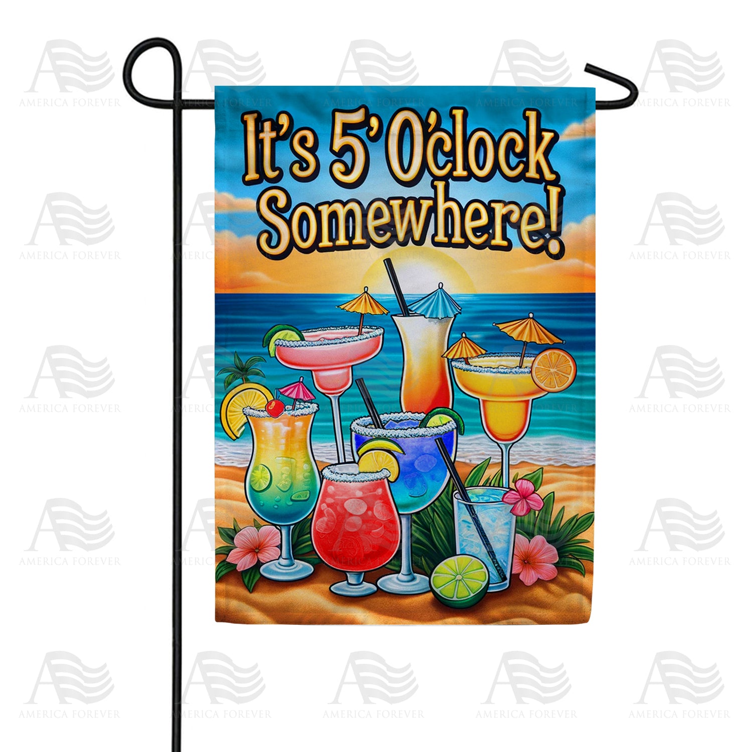 America Forever Beachfront Happy Hour Cocktails Garden Flag