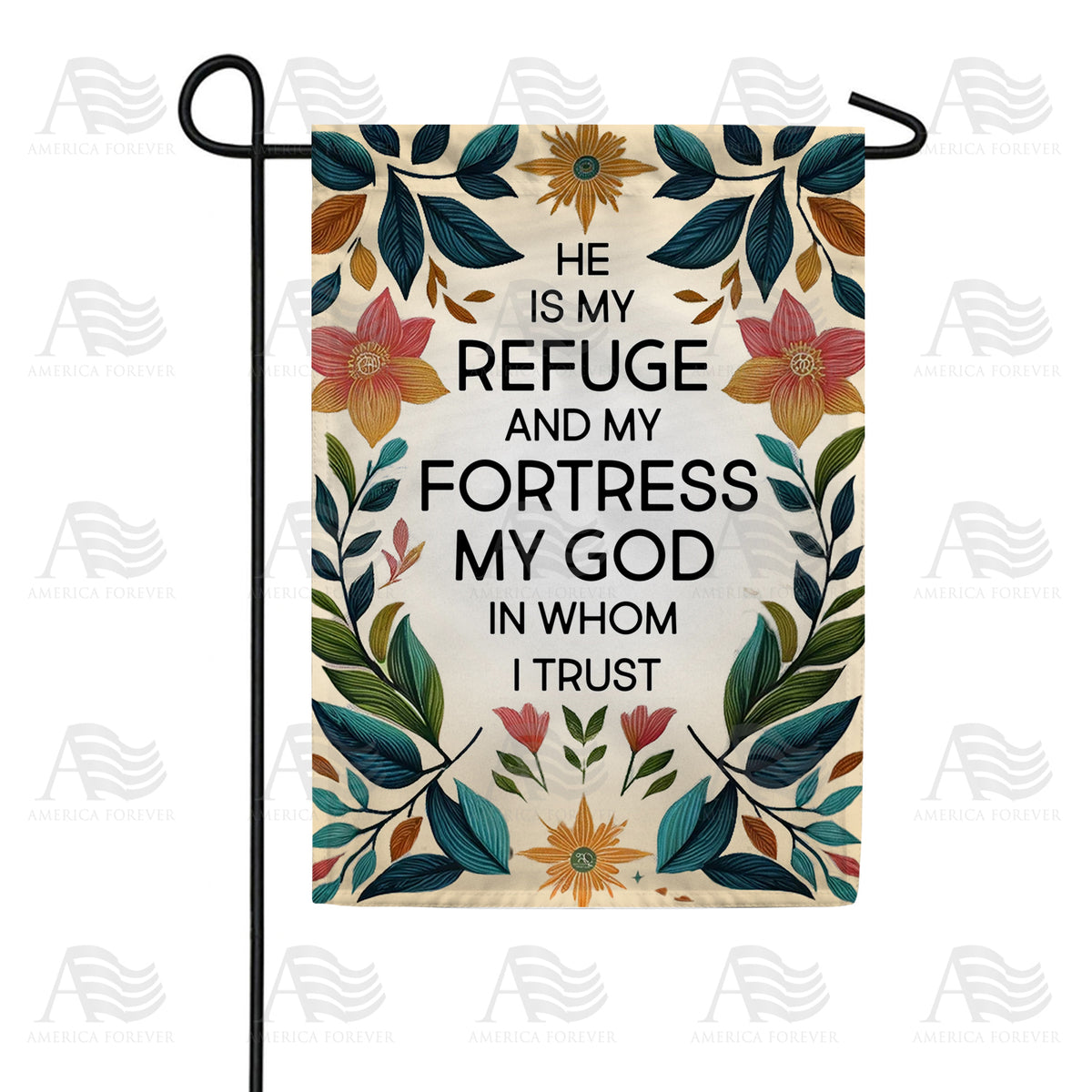 America Forever Floral Faith Quote Garden Flag