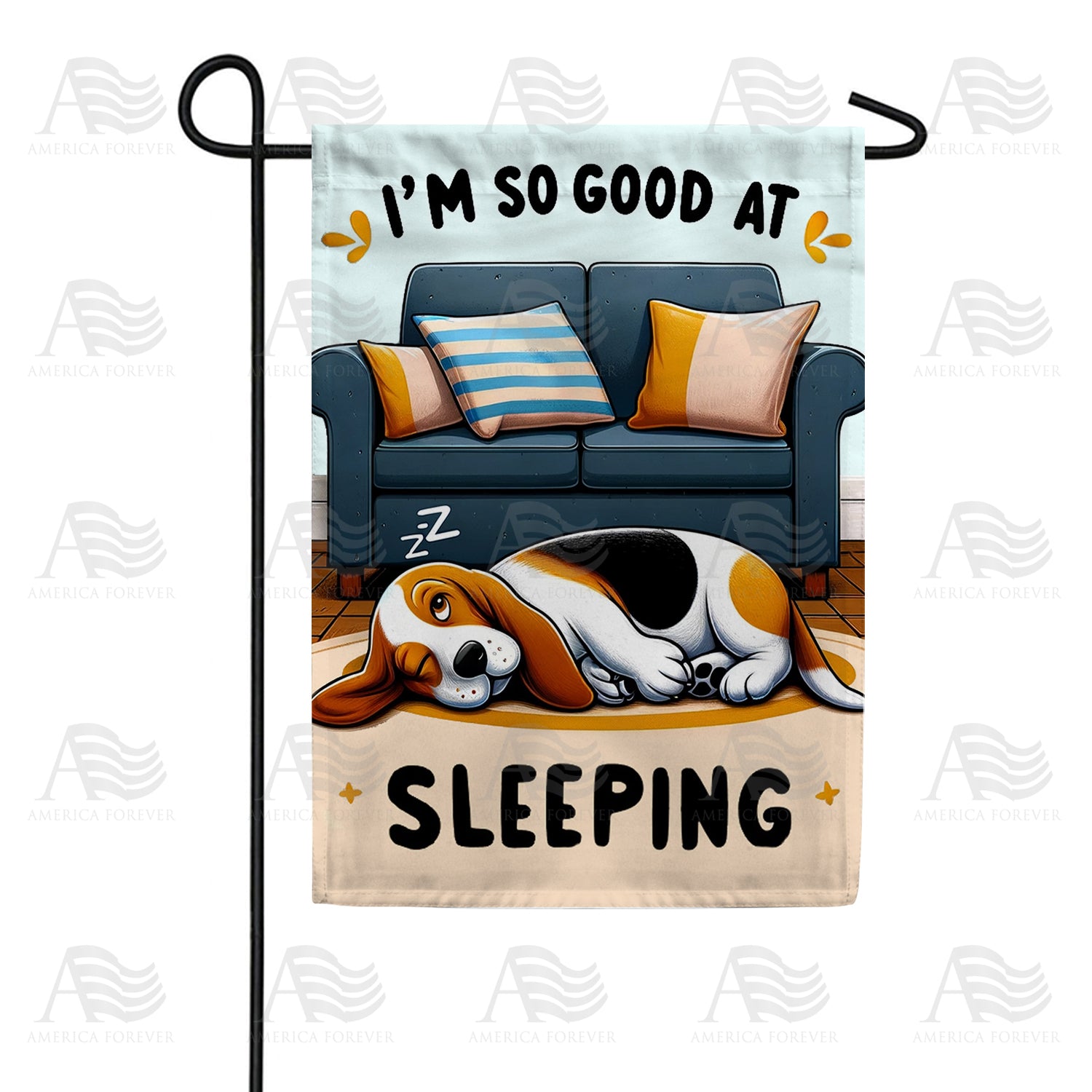 America Forever Expert Sleeper Beagle Garden Flag