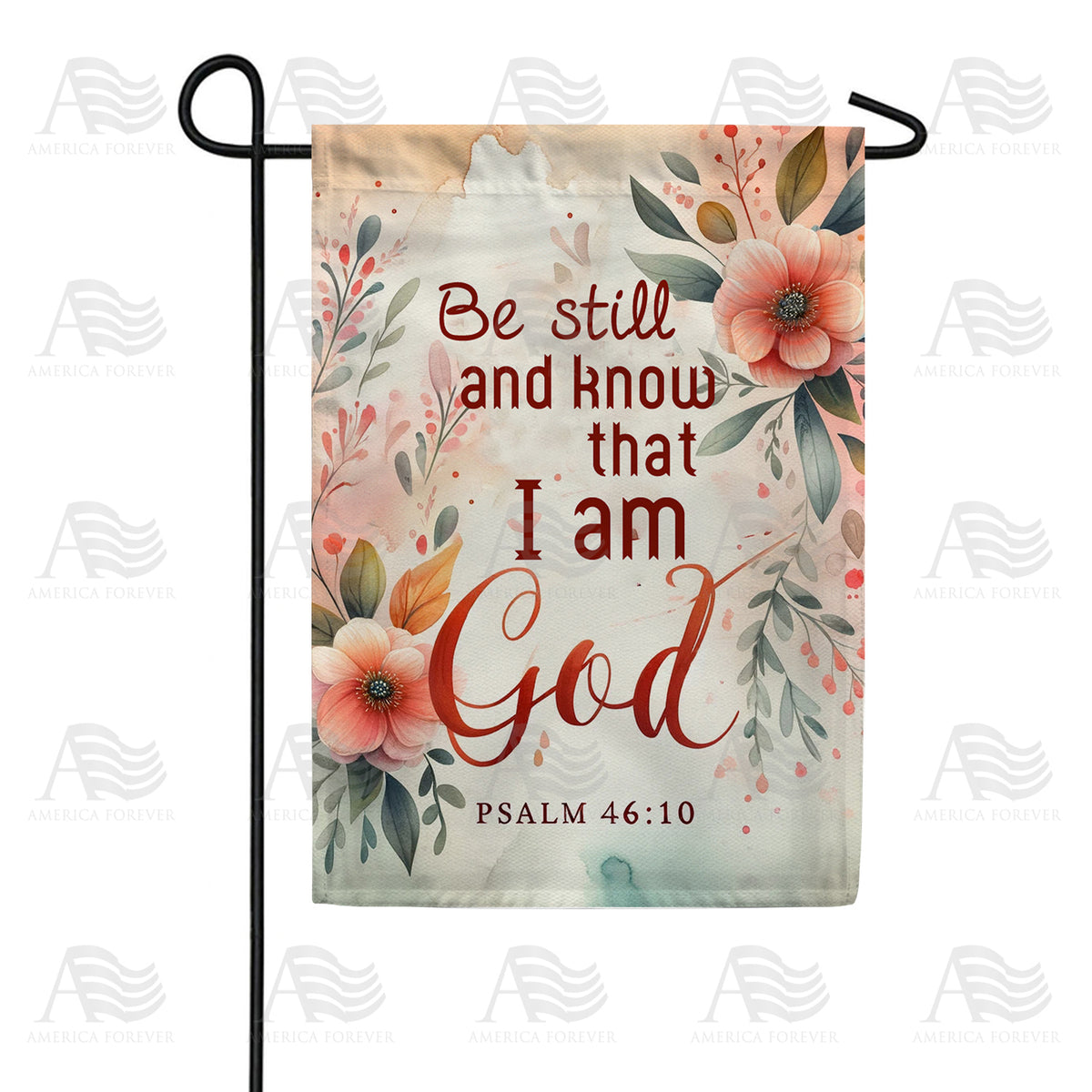 America Forever Floral Serenity Scripture Garden Flag