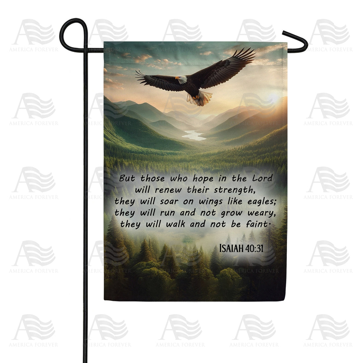 America Forever Majestic Eagle Scripture Garden Flag
