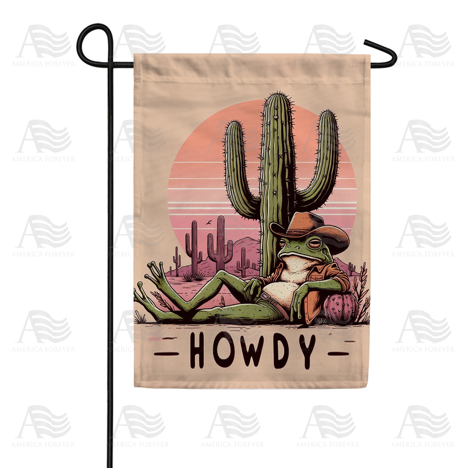 Desert Cowboy Frog Garden Flag