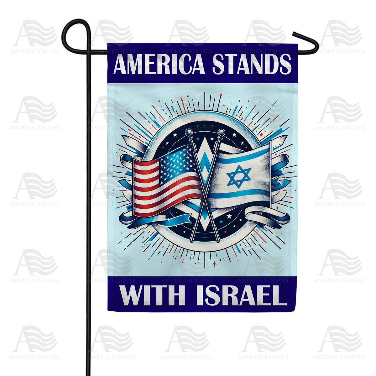 America Stands Israel Double Sided Garden Flag 12.5" x 18"
