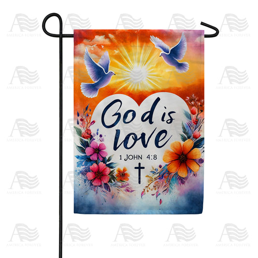 America Forever God Is Love Doves Garden Flag