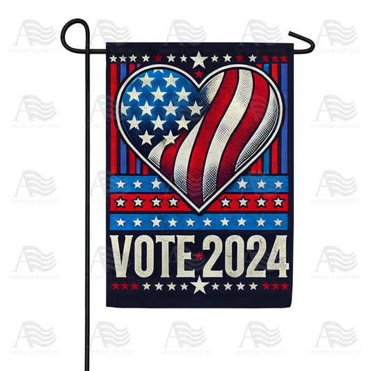 America Forever Vote 2024 Patriotic Heart Garden Flag