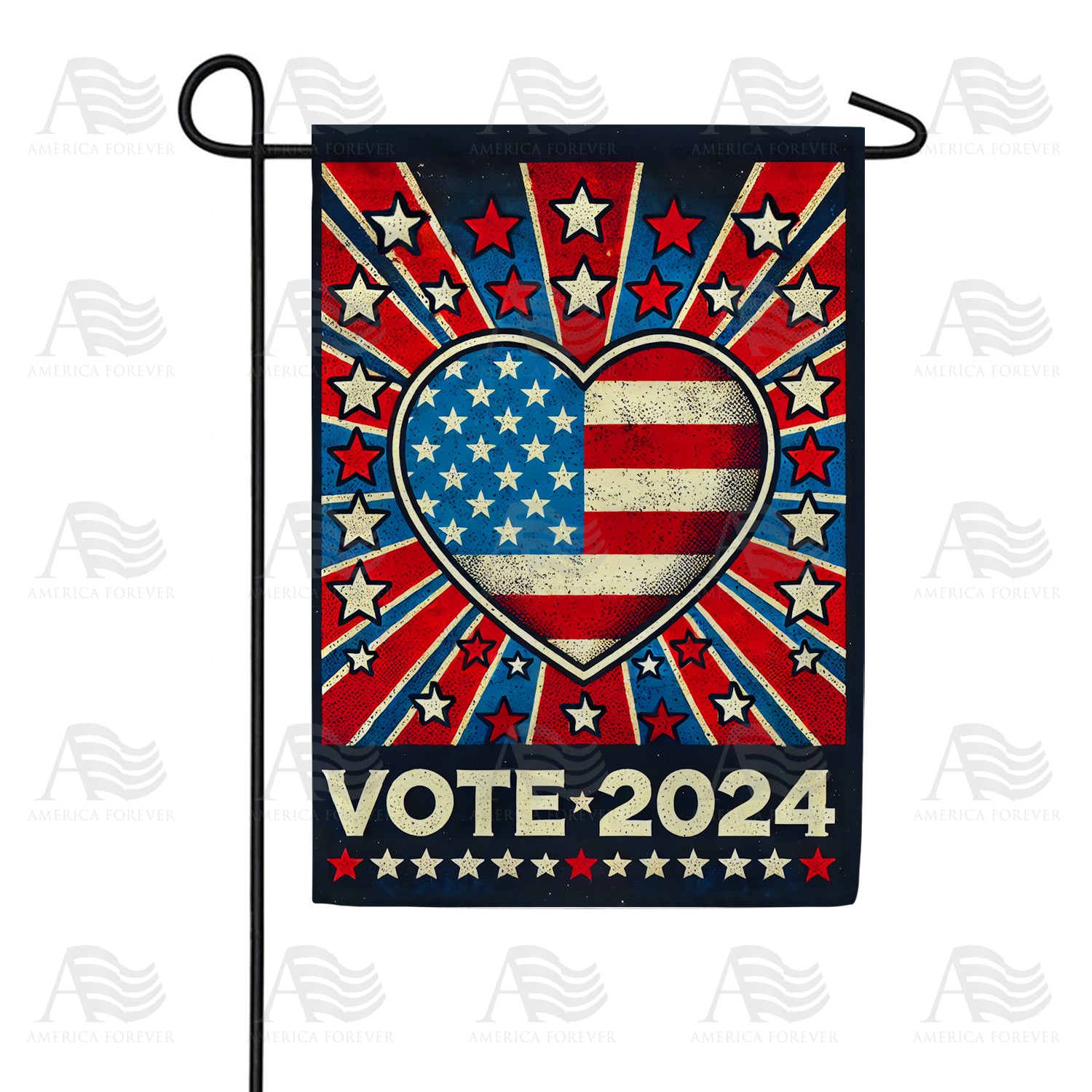America Forever Patriotic Heart Vote 2024 Garden Flag